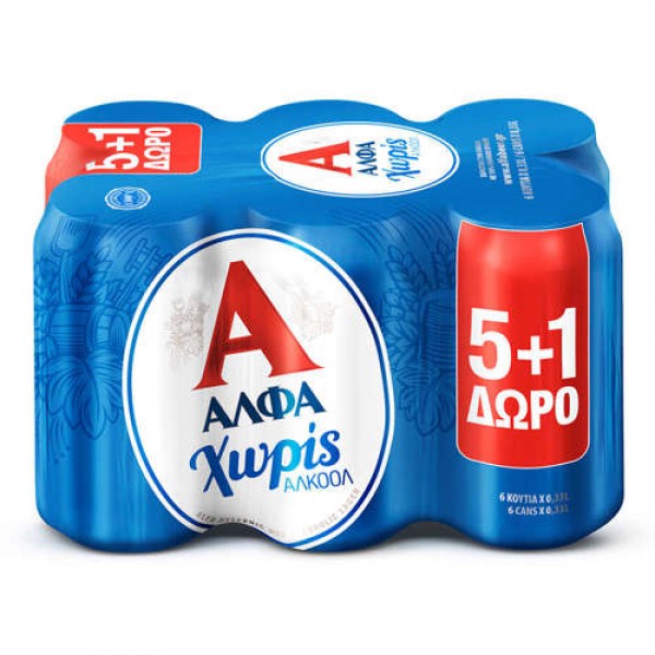 ΜΠΥΡΑ ΑΛΦΑ ΧΩΡΙΣ ΑΛΚΟΟΛ ΚΟΥΤΙ 4+2 330ML