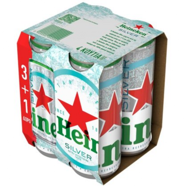 HEINEKEN Silver Μπίρα Lager 330ml (3+1 Δώρο) HEINEKEN Silver Μπίρα Lager 330ml (3+1 Δώρο)