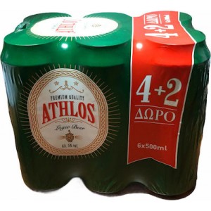 ATHLOS ΜΠΥΡΑ ΚΟΥΤΙ 6PACK (4+2) 500 ml ATHLOS ΜΠΥΡΑ ΚΟΥΤΙ 6PACK (4+2) 500 ml