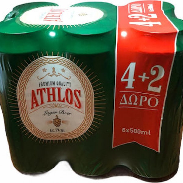 ATHLOS ΜΠΥΡΑ ΚΟΥΤΙ 6PACK (4+2) 500 ml