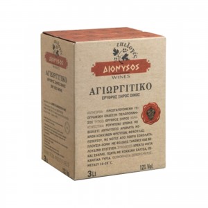 Διόνυσος Wines οίνος ερυθρός ξηρός αγιωργίτικο 3lt